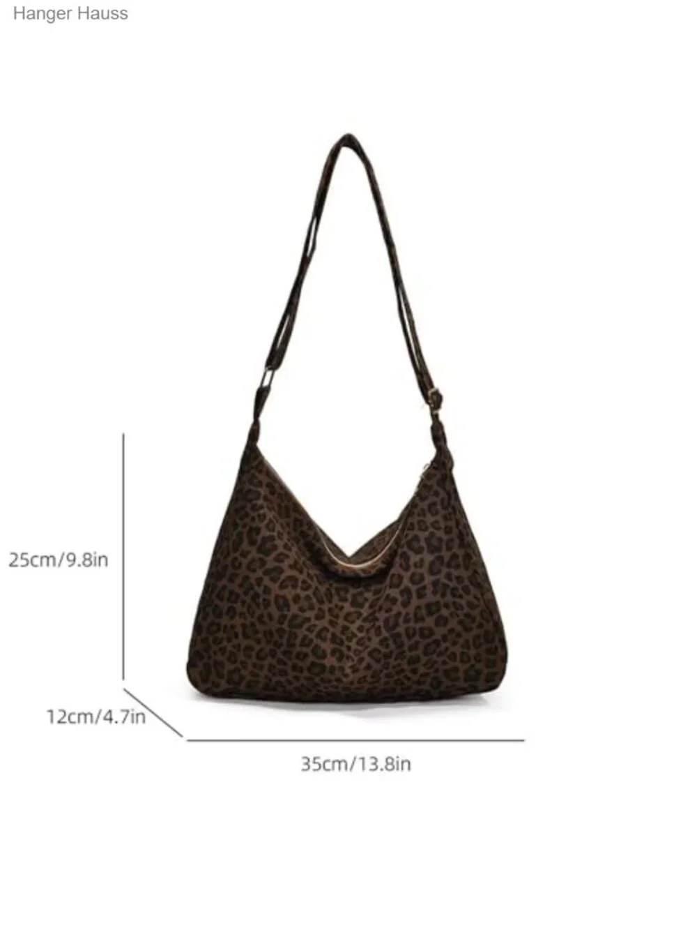Canvas Leopard Print Hobo Shoulder Bag Tote with Adjustable Zipper
